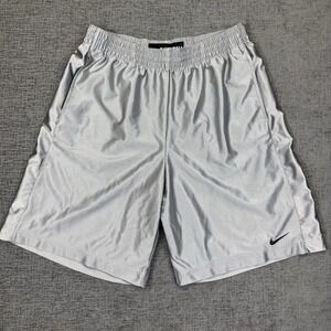 Vintage Nike Basketball Shorts Men's XL‎ Silver Dazzle Silky Shiny Baggy Y2K